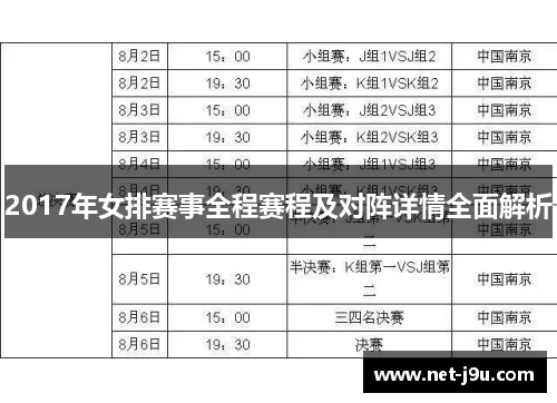 2017年女排赛事全程赛程及对阵详情全面解析
